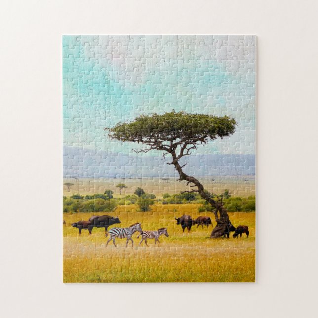 Zebra African Savanna Animals Travel utomhus Pussel (Vertikal)