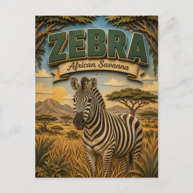 Zebra African Savanna POPCUT Vykort (Framsida)