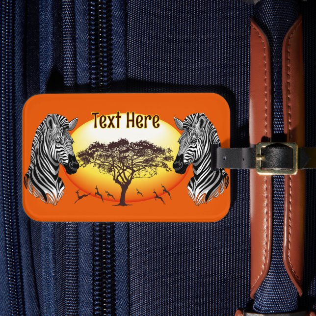 Zebra African Savanna Vild Animal Bagagebricka (Framsida Insitu 4)