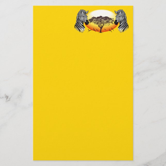 Zebra African Savanna Vild Animal Brevpapper (Framsida)