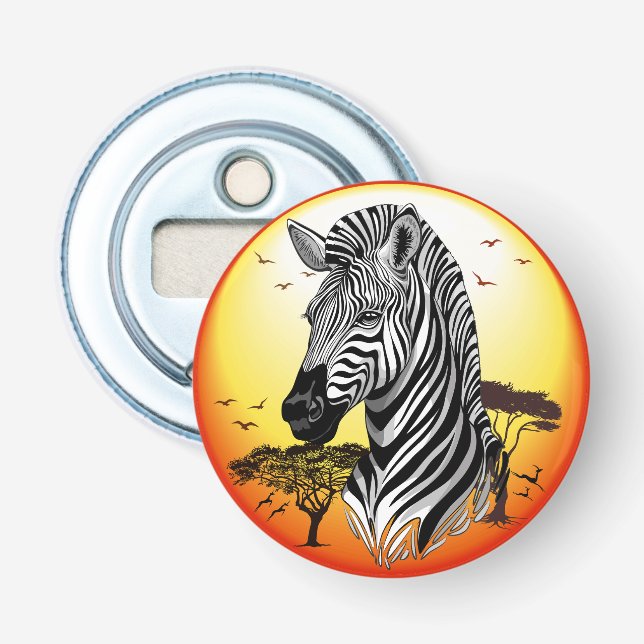 Zebra African Savanna Vild Animal Flasköppnare (Framsidan)