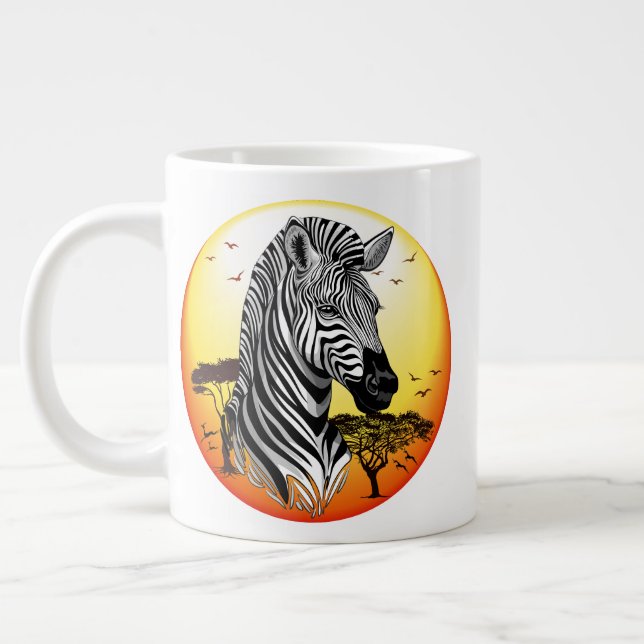 Zebra African Savanna Vild Animal Jumbo Mugg (Vänster)