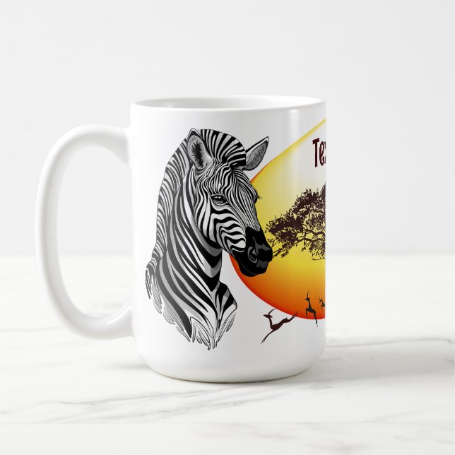 Zebra African Savanna Vild Animal Kaffemugg (Vänster)