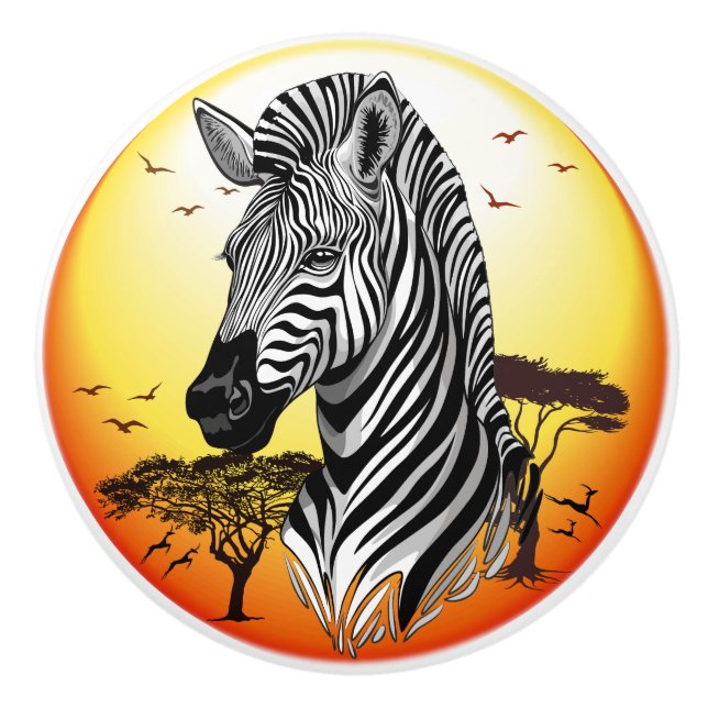 Zebra African Savanna Vild Animal Knopp (Framsidan)