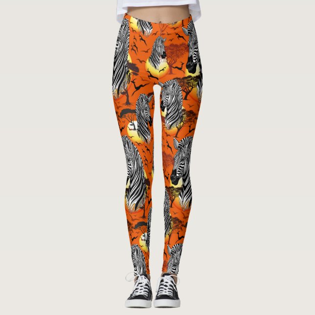 Zebra African Savanna Vild Animal Leggings (Framsida)