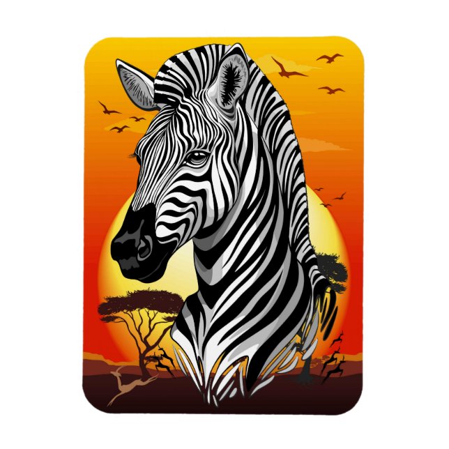 Zebra African Savanna Vild Animal Magnet (Vertikal)