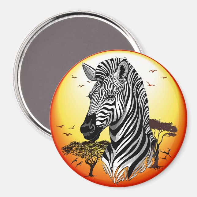Zebra African Savanna Vild Animal Magnet (Front/Back)
