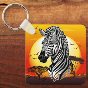 Zebra African Savanna Vild Animal Nyckelring