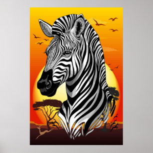 Zebra African Savanna Vild Animal Poster