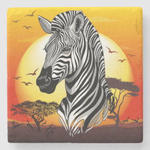 Zebra African Savanna Vild Animal Stenunderlägg