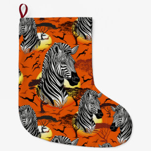 Zebra African Savanna Vild Animal Stor Julstrumpa
