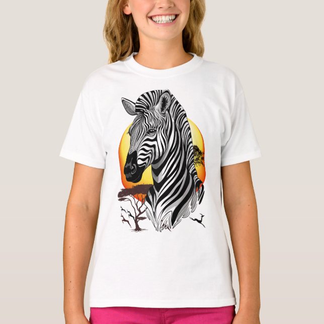 Zebra African Savanna Vild Animal T Shirt (Framsida)
