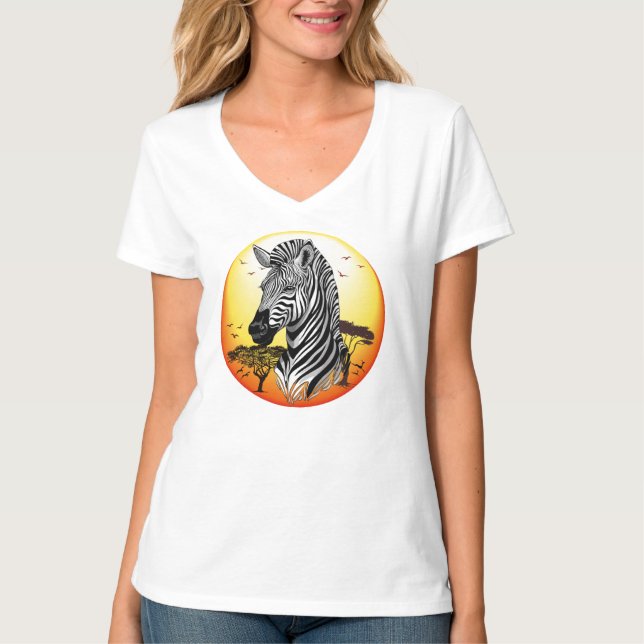 Zebra African Savanna Vild Animal T Shirt (Framsida)