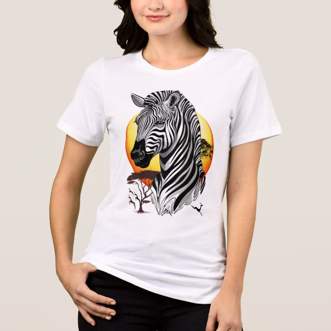 Zebra African Savanna Vild Animal T Shirt (Framsida)