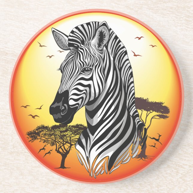 Zebra African Savanna Vild Animal Underlägg (Framsidan)