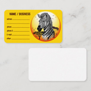 Zebra African Savanna Vild Animal Visitkort
