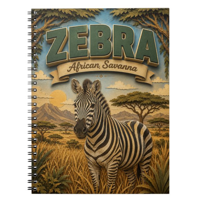Zebra Afrikansk Savann POPCUT Anteckningsbok (Framsidan)