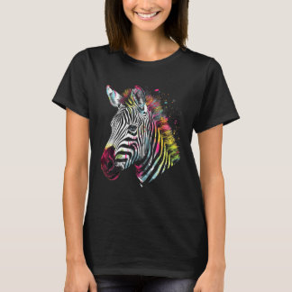 Zebra Älskare Colorful Artwork Animal Motif Zebra T Shirt