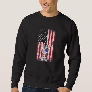 Zebra American Flagga Boys Girls Manar Women Fjärd Lång Ärmad Tröja