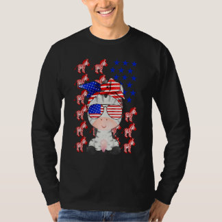 Zebra American Flagga Zebra Patriotic 4:e juli T Shirt
