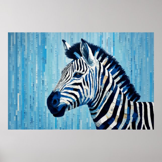 Zebra Animal Art Decor Paint Mosaic Poster (Framsidan)