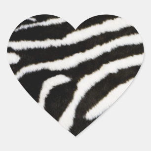 Zebra Animal Mönster Heart Valentine Day Hjärtformat Klistermärke
