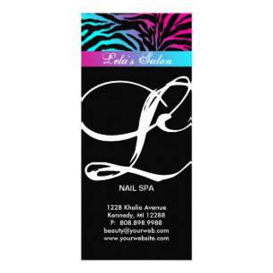 Zebra Animal Print Beauty Salon Rosa Blue Reklamkort