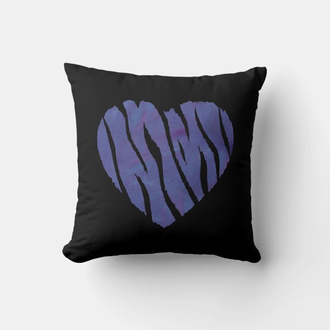 Zebra Animal Print Lila Heart Kudde (Framsida)