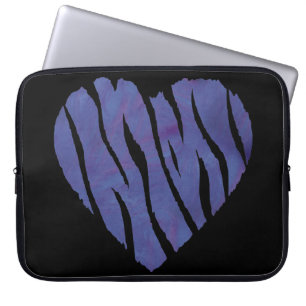 Zebra Animal Print Lila Heart Laptop Sleeve