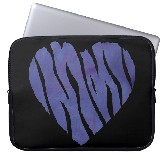 Zebra Animal Print Lila Heart Laptop Sleeve (Framsidan)