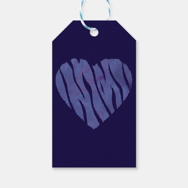Zebra Animal Print Lila Heart Presentetikett (Framsidan)
