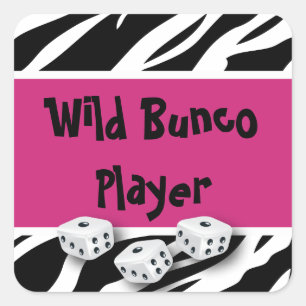 Zebra Animal Print Vild Bunco Player Fyrkantigt Klistermärke
