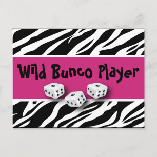 Zebra Animal Print Vild Bunco Player Vykort
