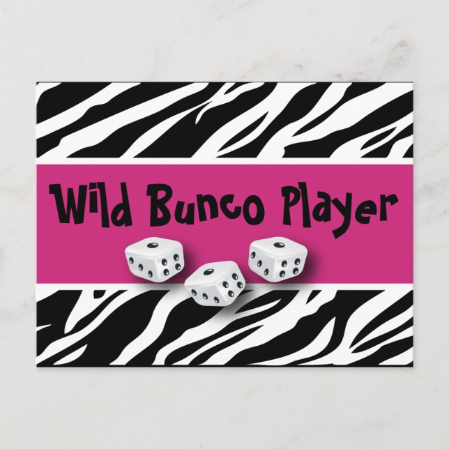 Zebra Animal Print Vild Bunco Player Vykort (Framsida)