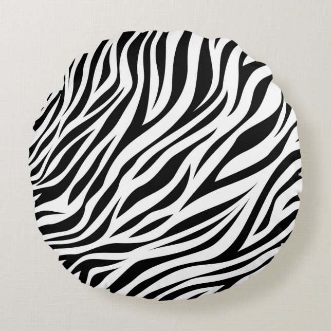 Zebra Animal Skin Print Mönster-15391 Rund Kudde (Framsidan)