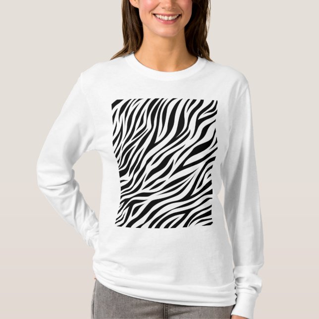 Zebra Animal Skin Print Mönster-15391 T Shirt (Framsida)
