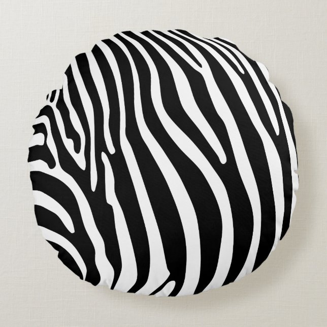 Zebra Animalprint Rund Kudde (Framsidan)