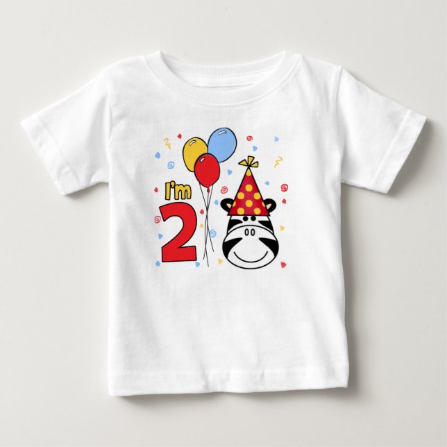 Zebra Ansikte 2:a födelsedag Tee Shirt (Framsida)