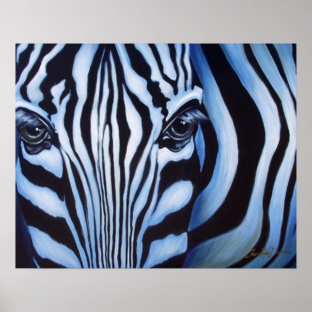 Zebra Ansikte Wildlife Art-utskrift Poster (Framsidan)