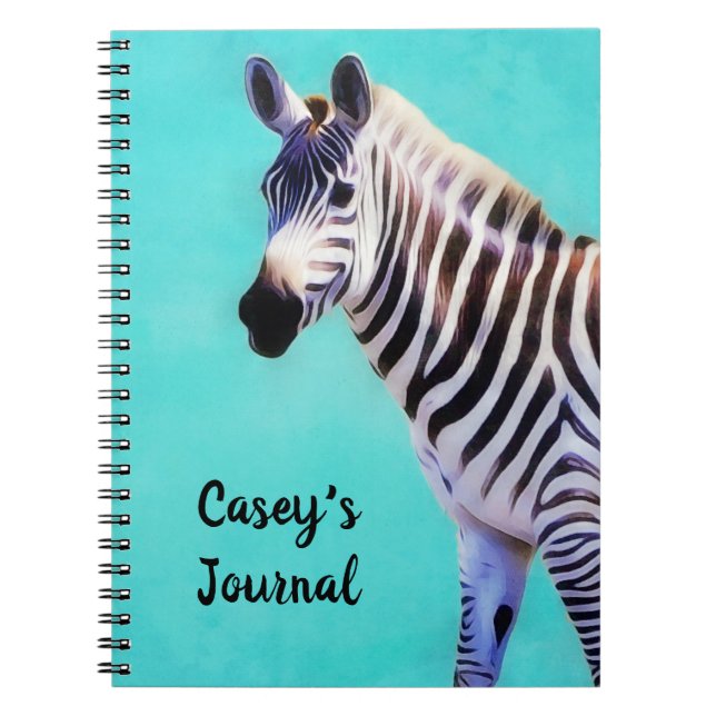 Zebra Art Journal bärbar dator med Personal Namn Anteckningsbok (Framsidan)