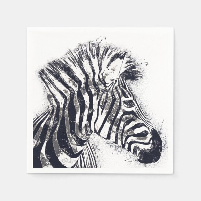 Zebra Art Napkin - Safari Party Decor Pappersservett (Framsidan)