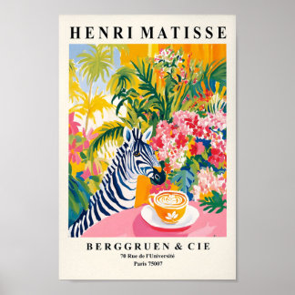 Zebra Art Print, Poster kaffe, Matisse Print, Pin