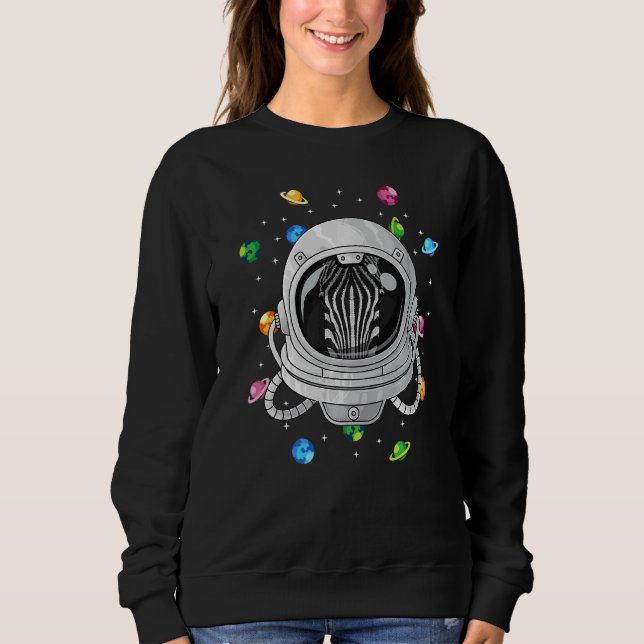 Zebra Astronaut-djurdjupet i Space Cosmic Univer T Shirt (Framsida)