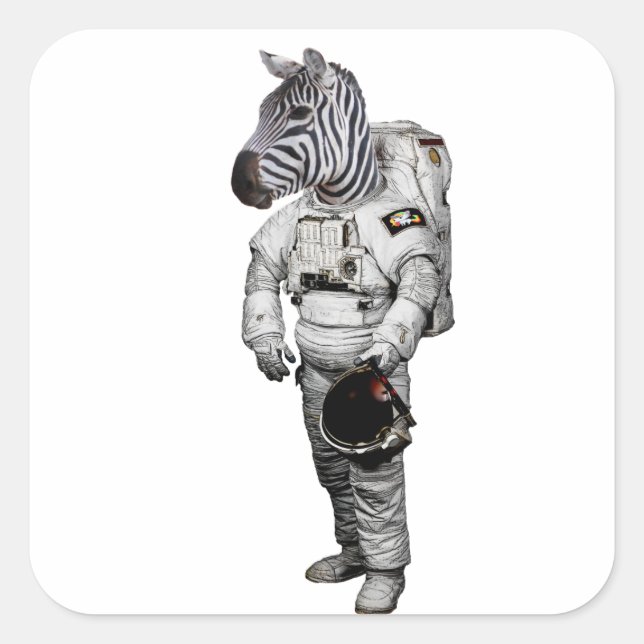 Zebra Astronaut Sticker Fyrkantigt Klistermärke (Framsida)