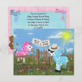 Zebra Baby Gender Reveal Party Inbjudningar