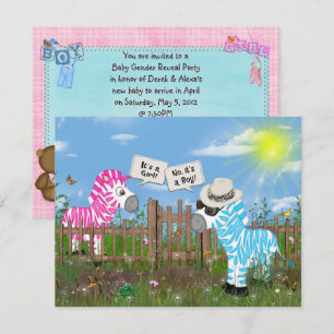 Zebra Baby Gender Reveal Party Inbjudningar
