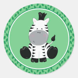 Zebra | Baby Safari Animals Round Sticker Runt Klistermärke