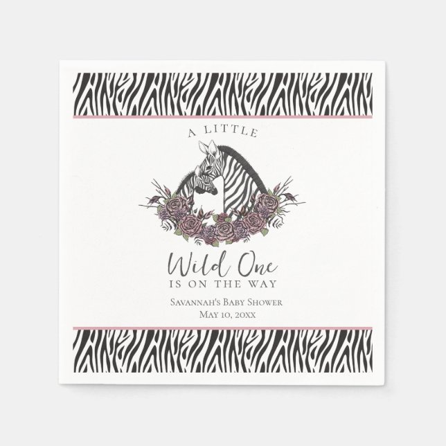 Zebra Baby Shower Little Wild One Party Pappersservett (Framsidan)