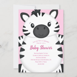 Zebra Baby Shower Rosa Inbjudningar