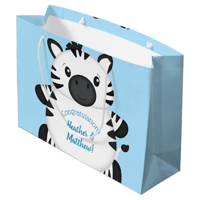 Zebra Baby Shower Safari Blue Boy (Baksidan Vinklad)